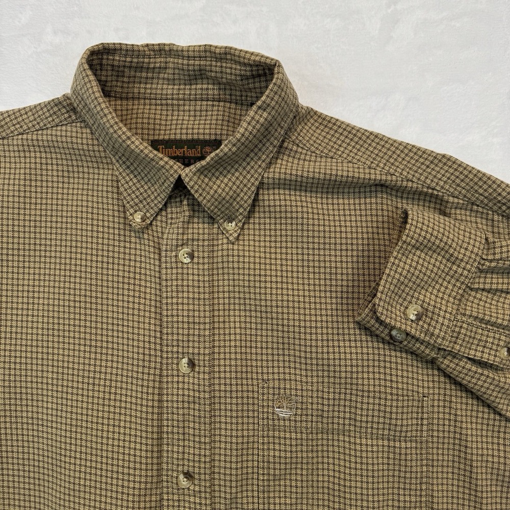 Vintage 1990's Timberland WeatherGear Plaid Shirt Classic Brown  Mens L